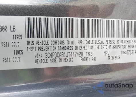 2018 Dodge Journey Se z USA, uszkodzony, nr VIN 3C4PDCAB1JT447428